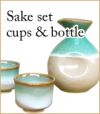 japan pottery ceramics | sake cup and bottle