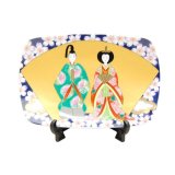 Small Decorative Plate Senmen hina (Large)  (Plate displayed at the Girls' Festival)