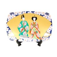 Small Decorative Plate Senmen hina (Large)  (Plate displayed at the Girls' Festival)