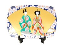 Small Decorative Plate Senmen hina (Large)  (Plate displayed at the Girls' Festival)