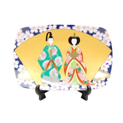 [Made in Japan] Senmen hina Ornamental plate (Large)  (a plate displayed at the Girls' Festival)