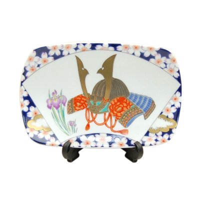 [Made in Japan] Senmen Kabuto (Small) Ornamental plate (a plate displayed at the Boys' Festival)