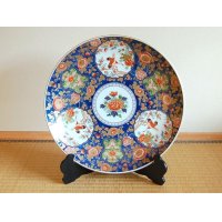 Decorative Plate with Stand (45cm) Kyokusai mokkou tsuru