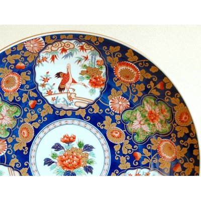Photo2: Decorative Plate with Stand (45cm) Kyokusai mokkou tsuru