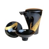 Sake set 1 pc Tokkuri bottle and 2 pcs Cups Tsukino hikari