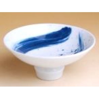 Photo1: Sake Cup Ryumon Blue brush (8.5cm/3.3in)