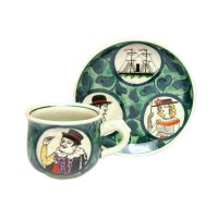 Coffee Cup and Saucer Nanbanjin (Green)