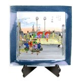Decorative Plate with stand Tokaido gojusantsugi NIHONBASHI (30cm/11.8in)