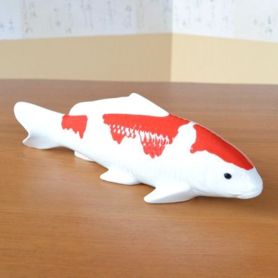 Photo3: Figurine Koi kohaku Carp red and white (30cm/11.8in)