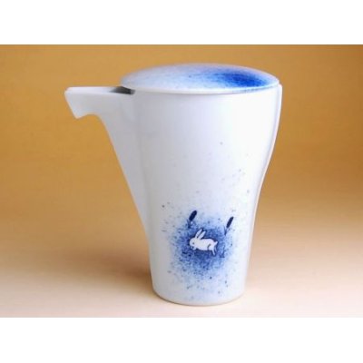 Photo1: Sake Bottle Tokkuri Tsuki to Usagi Moon and rabbit