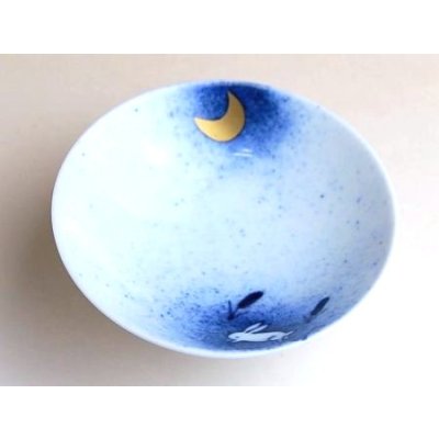 Photo4: Sake set 1 pc Tokkuri bottle and 2 pcs Cups Tsuki to Usagi Rabbit