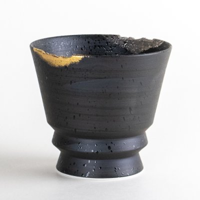 Photo1: Ceramic Rocks Glass Gaku Black