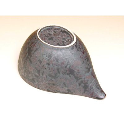 Photo3: Small Bowl (13.8cm) Kuro shibori katakuchi