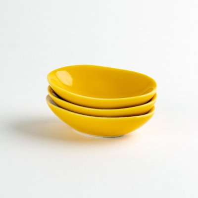 Photo5: Small Plate Oval mamezara Yellow (7cm/2.7in)