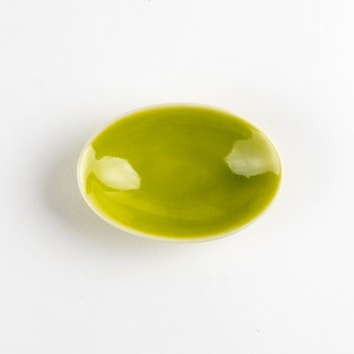 Photo2: Small Plate Oval mamezara Green (7cm/2.7in)