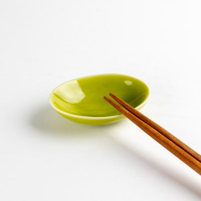 Photo4: Small Plate Oval mamezara Green (7cm/2.7in)