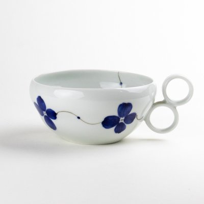 Photo1: Medium Bowl Soup cup sometsuke hanae (15.3cm/6in)