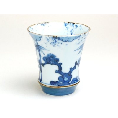 Photo2: Sake Cup Sometsuke Syochikubai (Vertical) SAKE GLASS