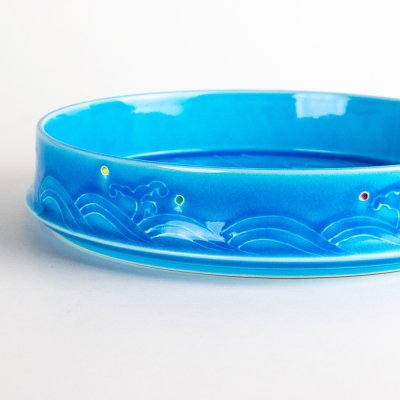 Photo3: Large Bowl Konpeki-Namimon (21.8 cm/8.6 in)