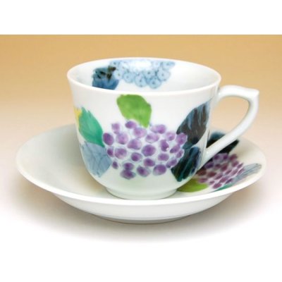 Photo2: Coffee Cup and Saucer Somenishiki Ajisai Hydrangea