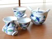 Tea set for Green Tea 1 pc Teapot and 5 pcs Cups Hana kiko tsuyukusa Commelina communis