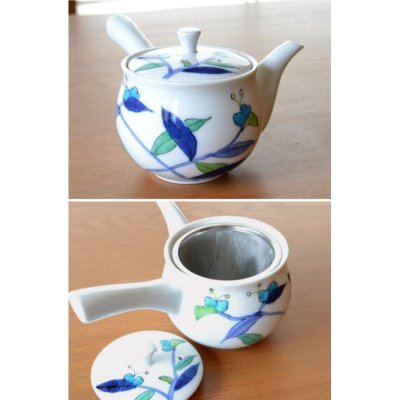 Photo2: Tea set for Green Tea 1 pc Teapot and 5 pcs Cups Hana kiko tsuyukusa Commelina communis