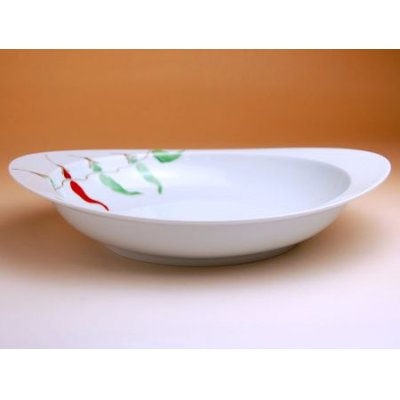 Photo3: Red pepper Oval dish (26.6cm)