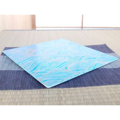 Photo2: Extra Large Square Plate (30cm) Nishiki araiso (Blue)