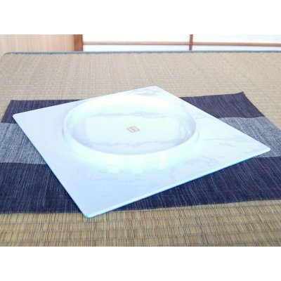 Photo3: Extra Large Square Plate (30cm) Nishiki araiso (Blue)