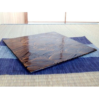 Photo2: Extra Large Square Plate (30cm) Nishiki araiso (Black)