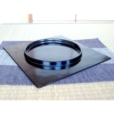 Photo3: Extra Large Square Plate (30cm) Nishiki araiso (Black)