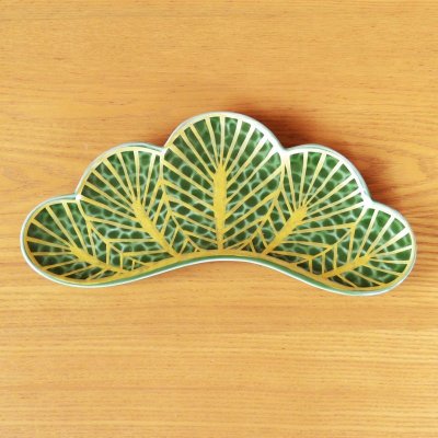 Photo2: Large Plate Sachi matsuba Pine needles Green (25cm/9.8in)