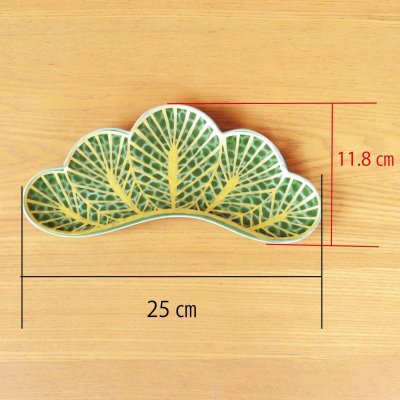 Photo3: Large Plate Sachi matsuba Pine needles Green (25cm/9.8in)
