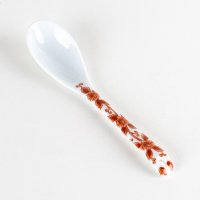 Porcelain Dessert Spoon Karakusa Red