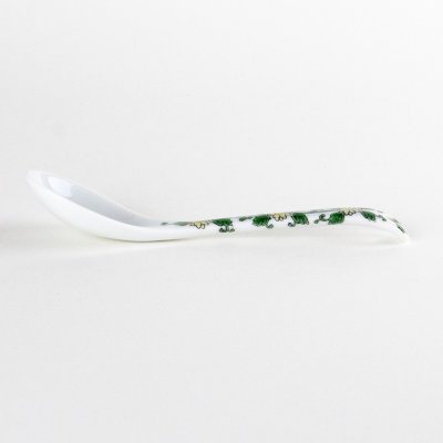 Photo3: Porcelain Dessert Spoon Nishiki-Hanakarakusa Green