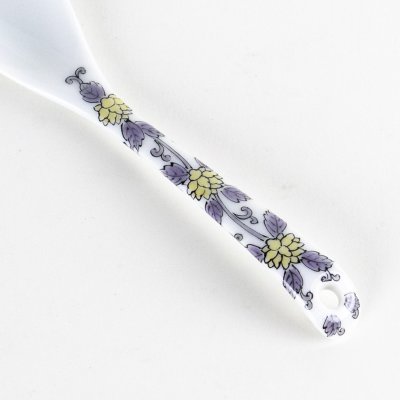 Photo2: Porcelain Dessert Spoon Nishiki-Hanakarakusa Purple