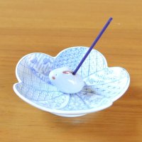 Rabbit Incense Holder with Tray Nishiki-Shonzui Blue