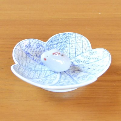 Photo2: Rabbit Incense Holder with Tray Nishiki-Shonzui Blue