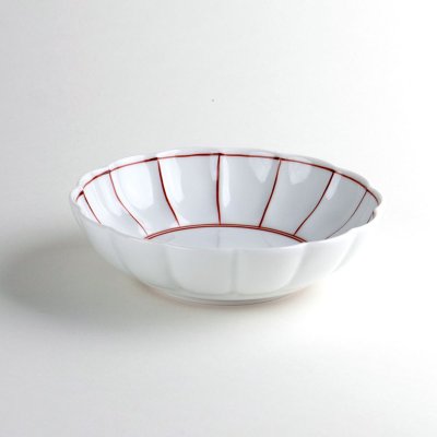 Photo1: Medium Bowl Akae fuchidori sen (12.8cm/5in)