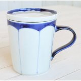 Mug with lid Mikan wari Blue