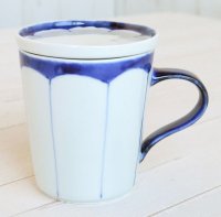 Mug with lid Mikan wari Blue