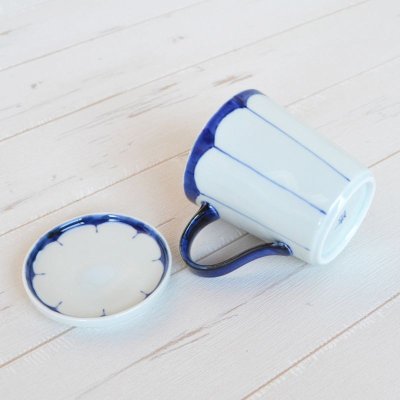 Photo4: Mug with lid Mikan wari Blue