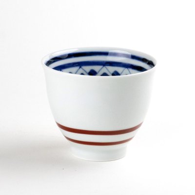 Photo1: Yunomi Tea Cup for Green Tea Kensaki mon Red