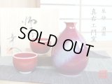 Sake set 1 pc Tokkuri bottle and 2 pcs Cups Shinsha