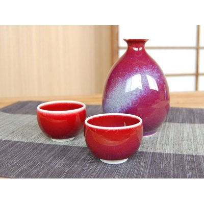 Photo2: Sake set 1 pc Tokkuri bottle and 2 pcs Cups Shinsha