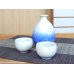 Photo2: Sake set 1 pc Tokkuri bottle and 2 pcs Cups Aizome suiteki (2)