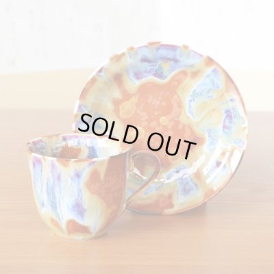 Photo2: Coffee Cup and Saucer Kirameki | Kusuo Baba's work in Shinemon Kiln