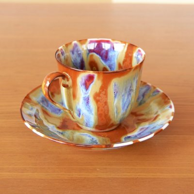 Photo3: Coffee Cup and Saucer Kirameki | Kusuo Baba's work in Shinemon Kiln