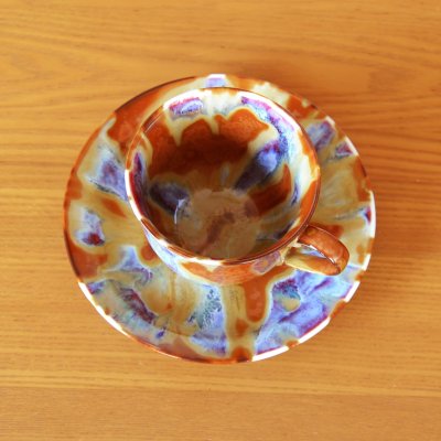 Photo4: Coffee Cup and Saucer Kirameki | Kusuo Baba's work in Shinemon Kiln