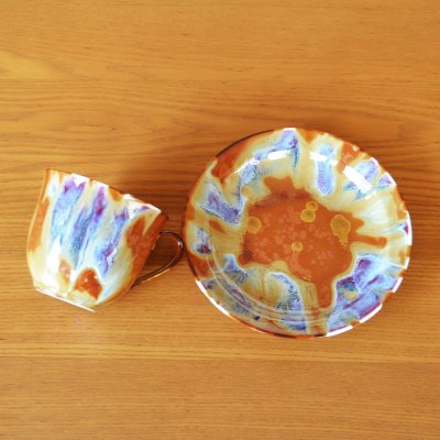 Photo5: Coffee Cup and Saucer Kirameki | Kusuo Baba's work in Shinemon Kiln